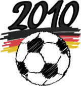 Fußball unter der Jahreszahl "2010" und der Deutschlandflagge.