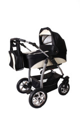 Schwarz-beiger Kinderwagen