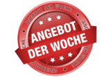 Rotes, kreisförmiges Zeichen mit der Aufschrift "Angebot der Woche".