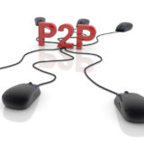 rote Buchstaben "P2P", verbunden mit fünf schwarzen Kabelmäusen