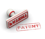 Stempel mit Patent in rot auf weißem Hintergrund