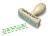 Stempel mit grünem Druck "zertifiziert"