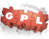 GPL Puzzleteile rot auf weißem Hintergrund