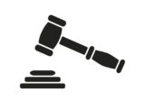 Richterhammer symbolisiert die Justiz