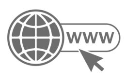graue Weltkugel mit den Buchstaben "www" und einem Mousecursor