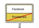 Ortsschild das anzeigt das hier die Privatsphäre endet und jetzt Facebook beginnt