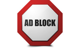Achteckiges Schild mit der Aufschrift "AD BLOCK" und roten Umrandung