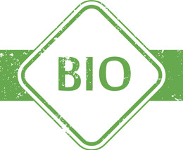 grünes Bio-Siegel auf weißem Grund