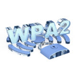 "WPA2"-Schriftzug auf einen WLAN-Symbol mit einem Schloß davor
