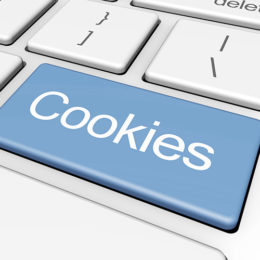 blaue Taste mit Aufschrift "Cookies"