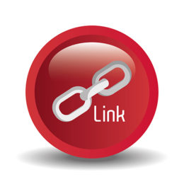 roter Button mit einer Kette, Symbol für Hyperlink, Link