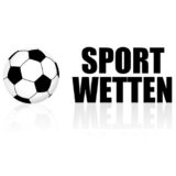 Schriftzug Sportwetten in schwarz auf weißem Grund. Links daneben ein Fußball