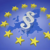 Flagge der Europäischen Union, Karte und silbernes Paragraphenzeichen