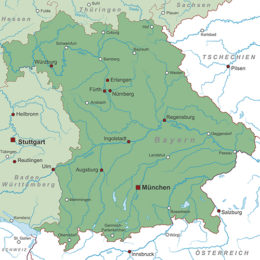 grüne Landkarte des Bundesland Bayern