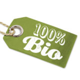 Grünes Label auf dem 100% Bio steht