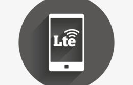 Weißes LTE-Symbol auf Smartphone-Zeichnung