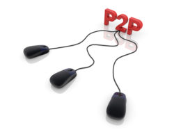 P2P-Symbol mit drei Computer-Mäusen verkabelt