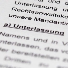 Überschrift "Unterlassung" im Rahmen einer Unterlassungserklärung