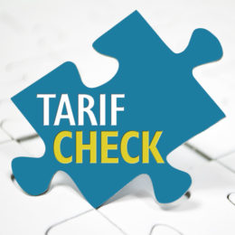 blaues Puzzleteil mit der Aufschrift Tarifcheck