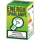 Energiesparlampe mit Quecksilber-Warnhinweis