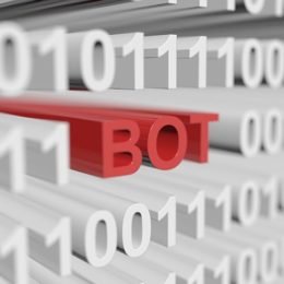 weißer Binärcode in dem das Wort "BOT" rot hervorsticht