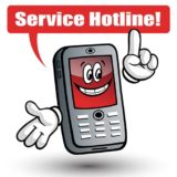 Handy-Illustration mit der Aussage "Service Hotline"