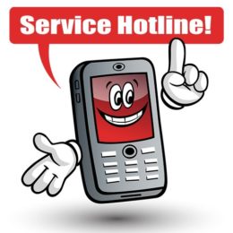 Handy-Illustration mit der Aussage "Service Hotline"
