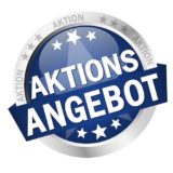 Blauer Button Aktionsangebot