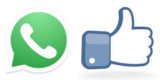 WhatsApp Icon und Facebook Like-Daumen