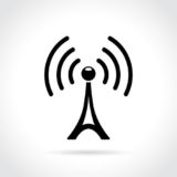 schwarzes Wirelesszeichen auf weißem Grund