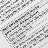 Lebensversicherungsvertrag, garantierter Rückkaufswert