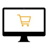 Online-Shopping - Einkaufswagen auf Bildschirm