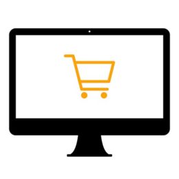Online-Shopping - Einkaufswagen auf Bildschirm