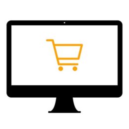 Online-Shopping - Einkaufswagen auf Bildschirm
