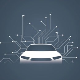 Weißes Auto ist stark vernetzt