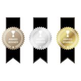 Drei Awardauszeichnungen in bronze, silber und gold