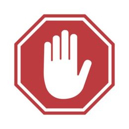 Adblock Zeichen: Hand auf rotem Schild