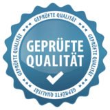 blauer Orden mit Schriftzug "geprüfte Qualität"