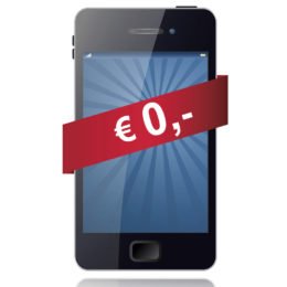 Smartphone mit einemroten Banner auf dem 0 Euro steht