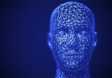 intelligente Gesichtserkennung in blauer Farbe