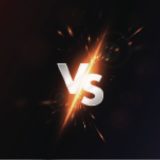 versus mit schwarzem Hintergrund und roten Funken