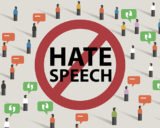 Schriftzug "Hate Speech" in einem Verbotsschild