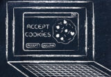 Gezeichneter Laptop mit Aufschrift Accept Cookies in der Mitte
