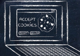 Gezeichneter Laptop mit Aufschrift Accept Cookies in der Mitte