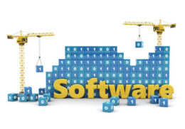 Zwei Kräne bauen eine Software