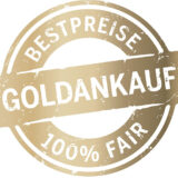 Ein goldenes Siegel mit der Aufschrift Bestpreise Goldankauf 100% Fair