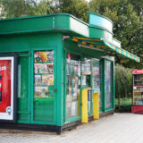 Ein grüner Kiosk