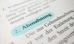"Abmahnung" blau markiert in einem Gesetzestext