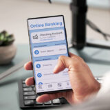 Person benutzt Online-Banking App am Handy