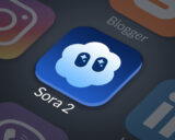 blaues Sora 2 App Icon auf Bildschirm